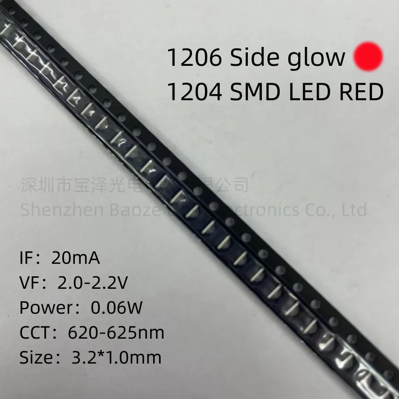 1204 Smd Led Rosso 3.2*1.0Mm Perline Per Lampade Di Alta Qualità Ad Alta Luminosità 1206 Luminescenza Laterale