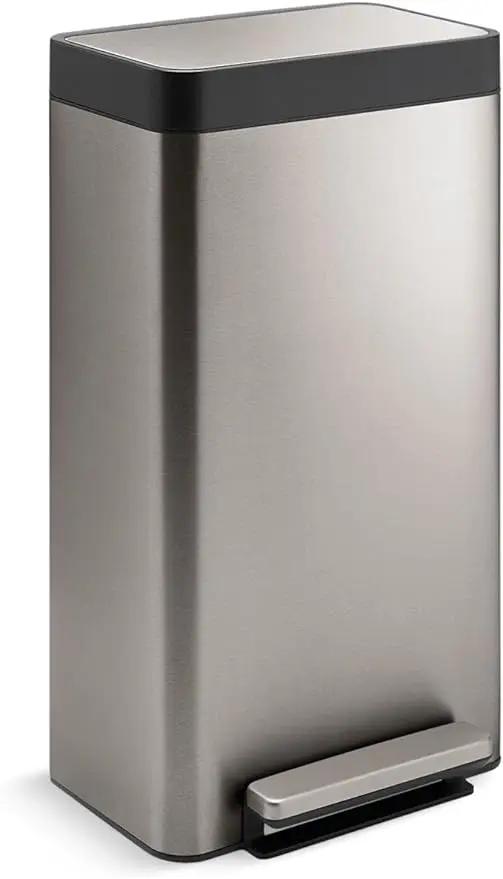 

8 Gallon Tall Hands-Free Kitchen Step Can, Trash Can with Foot Pedal, Quiet-Close Lid, Stainless Steel, K-20941-ST