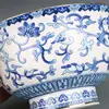 4.7" Collection Chinese Qing Blue-and-white Porcelain Lotus Flower Spray Bowl 3