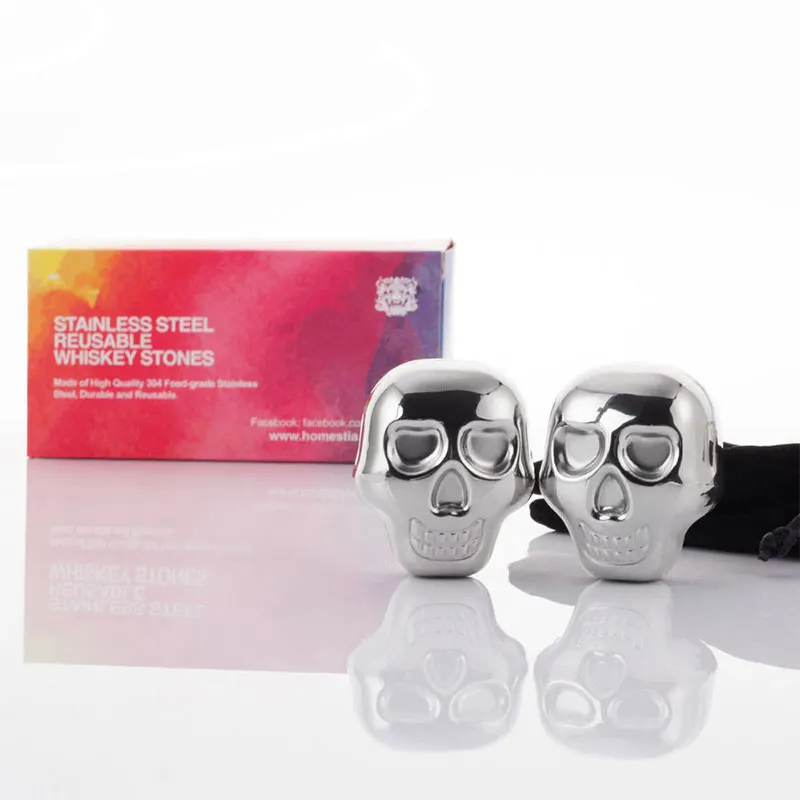 Stainless Steel Skull Ice Cube Drink Beer Cooler 5pcs for Bar Cocktails Cooling Whiskey Stone Household Party Freezing Ice Cube