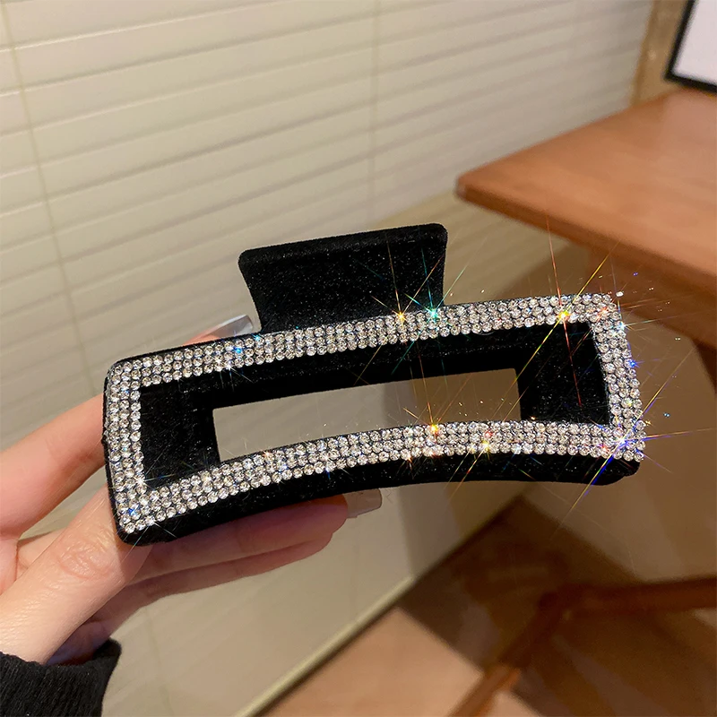 Flockige Strass-Haarklammern für Damen, Neu in 2024, Koreanische Ins-Mode, Temperamentvolle Haarspangen, Vielseitiger Eleganter Schmuck – Detail 7