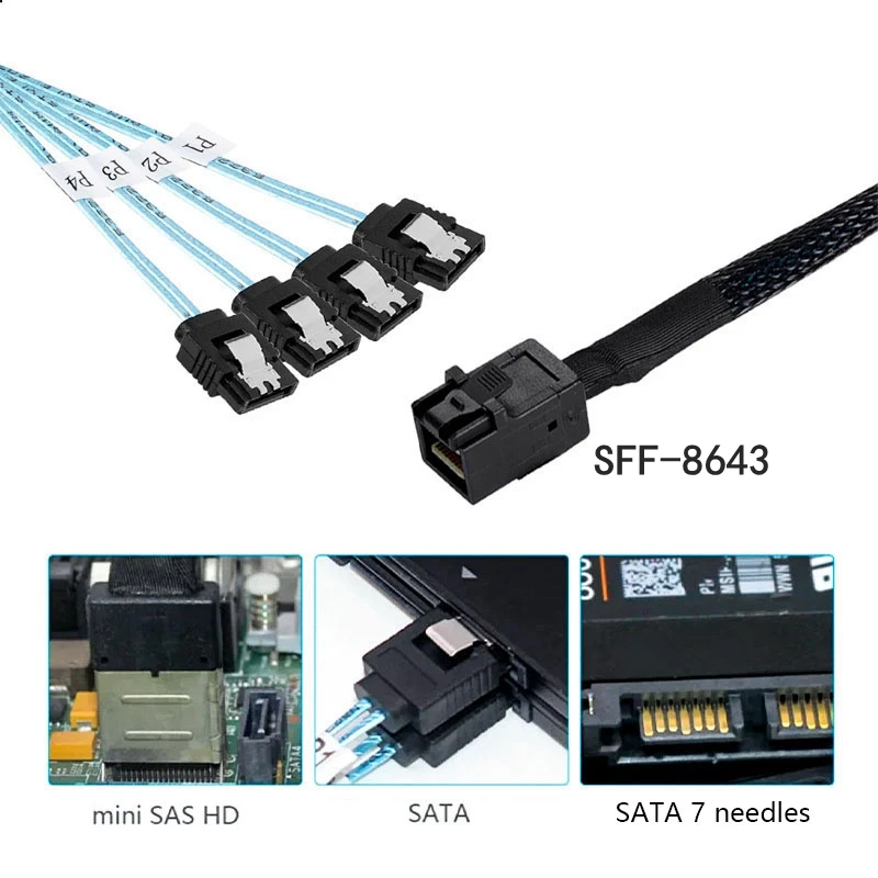 1M 0.5M HD Mini SAS 12G SFF-8643 To SATA Cable Adapter,Internal SFF ...