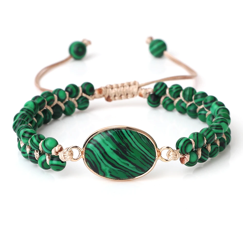 Prayer Green Malachite Stone Bracelet For Women 4mm Mini Natural Green ...