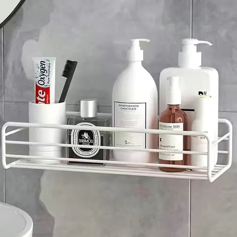 Bathroom Supplies Floating Wall Shelf Metal Organizer Cart Shower Curtain...