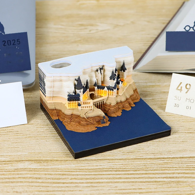 おもしろい魔法の城 3D メモ帳 2026 カレンダーメモパッドブロック