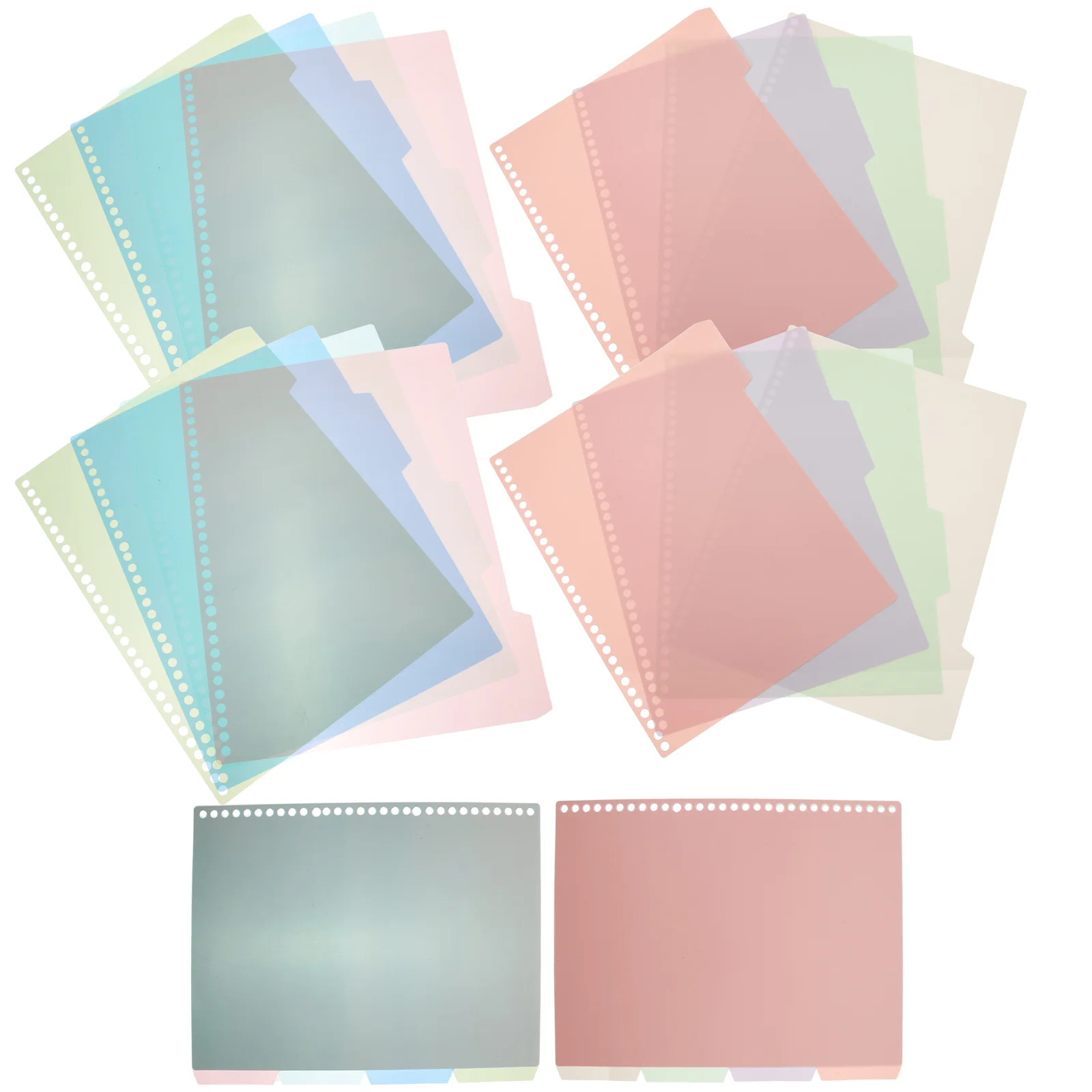 6 Sets Divider Binder Plastic Dividers Perforation Punched Colored A4