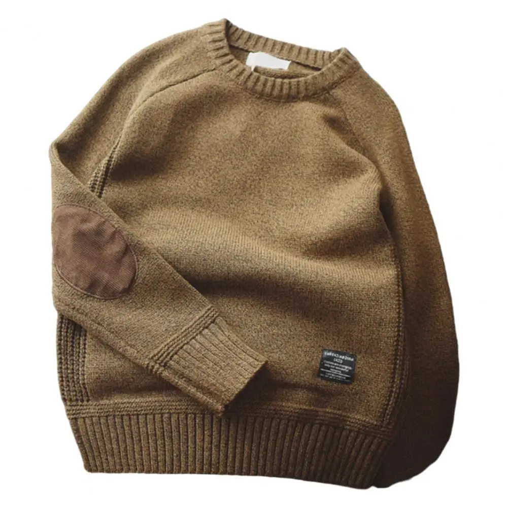 

Классический однотонный мужской свитер, стильный мужской вязаный свитер, модный дизайнерский пуловер в стиле пэчворк с длинным рукавом для осени и зимы