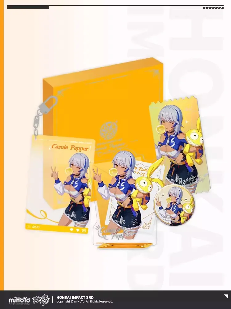 MiHoYo официальный Honkai Impact 3 Carole 2023 День рождения Подарочная коробка Подпись сенсорный кулон значок липкий лазерный билет орнамент Косплей