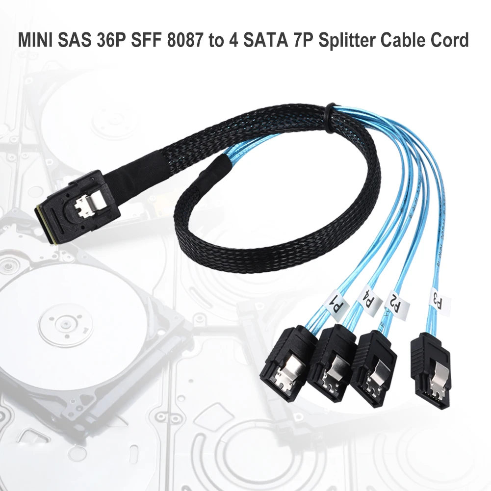 Mini Splitter Cables 36-Pin to 4 SATA 7-Pin SAS SFF-8087 Internal Hard Drive for Households Computer Safety Parts