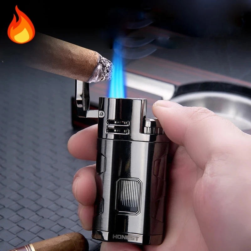 

New Windproof Direct Fire Metal Turbine Portable Torch Kitchen Outdoor Barbecue Camping Cigar Lighter Tool Men's High End Gifts