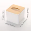 1pc/2pcs-Nordic Style Plastic Tissue Box with Wooden Cover - Paper Box for Restaurants and Rooms - Tissue Storage 5