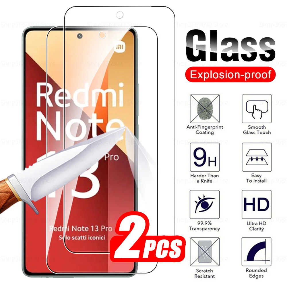 

Закаленное стекло 2 шт. для Xiaomi Redmi Note 13 Pro 4G 5G, защитное стекло на Redmy Note13 Pro + Plus, защита экрана, защитная пленка