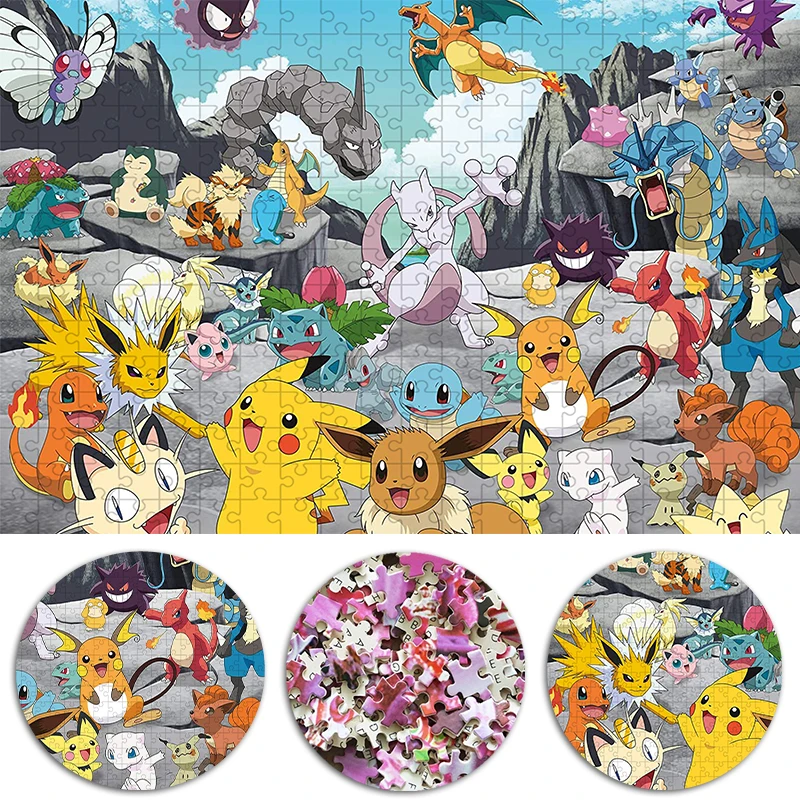 Children's Educational Intellectual 500 Pieces Paper Jigsaw Puzzle Pikachu  Kids Adults Cartoon Pokemon Puzzle Game Toys Gifts
