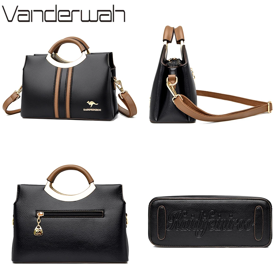 حقيبة كروس من الجلد الطبيعي للنساء ، 3 طبقات ، حقا...