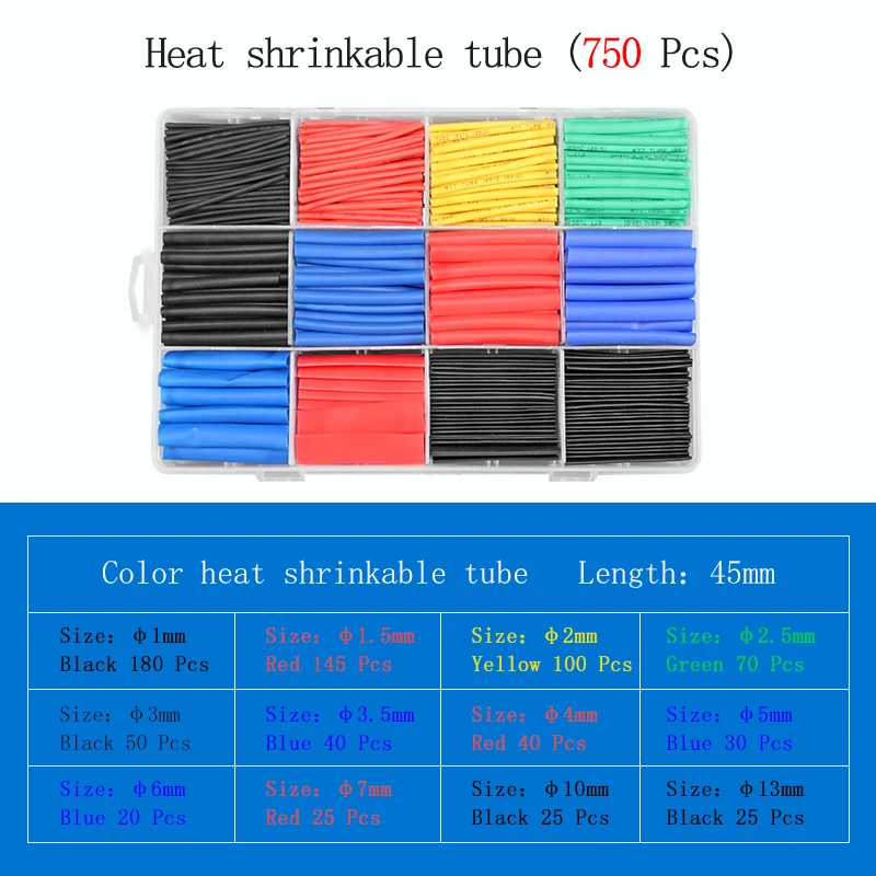 2:1 열 수축 Tube127/164/328/140/530/560/580/780pcs 수축 모듬 폴리올레핀 절연 슬리브 와이어 케이블 슬리브 랩