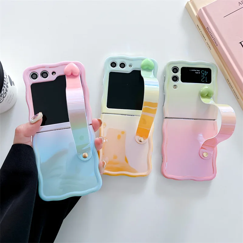 

Gradient Strap Phone Case for Samsung Galaxy Z Flip 3 Z Flip 4 Z Flip 5 Hard PC Back Cover for ZFlip5 Case Shell