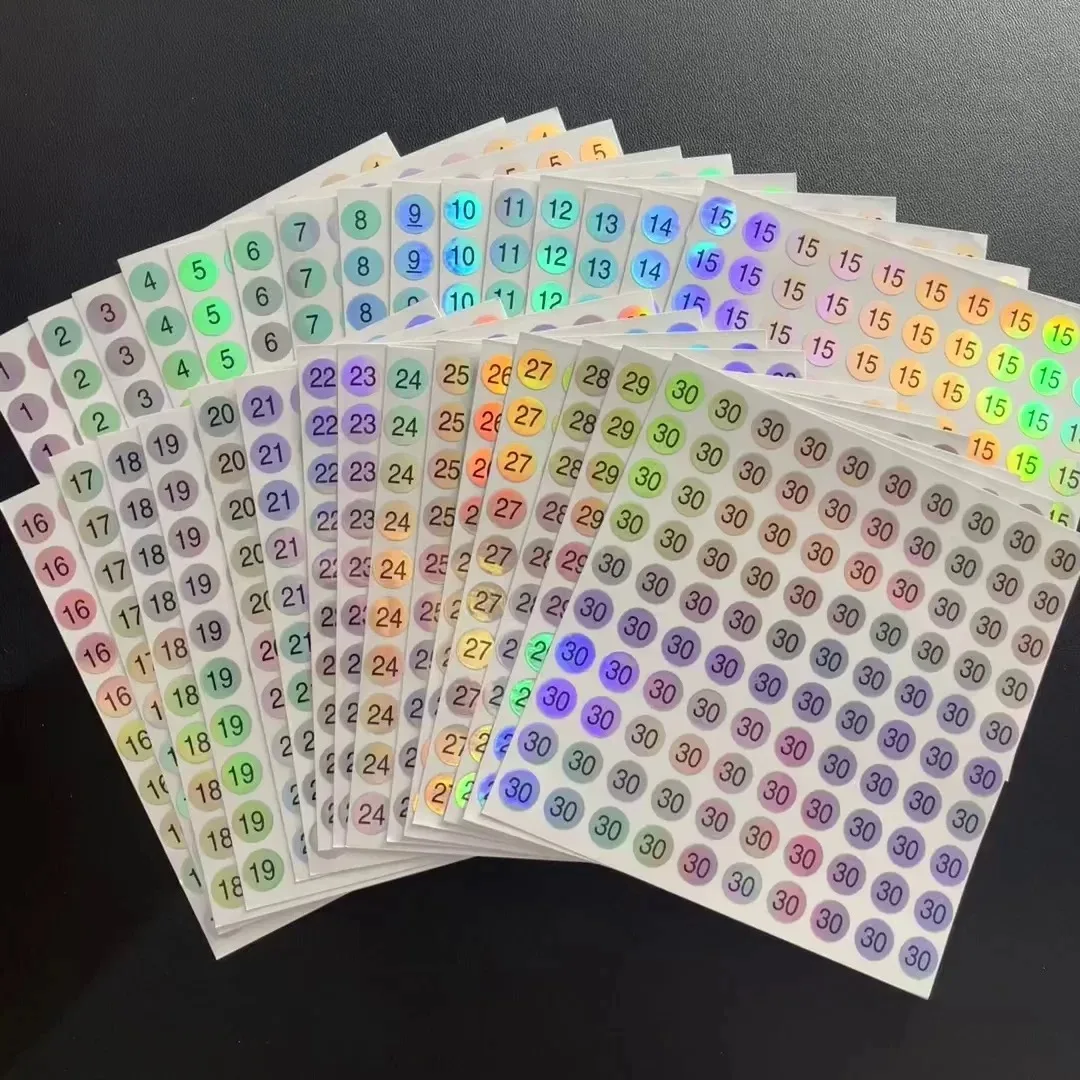 Number 1 to 1000 Laser Number Sticker Round Waterproof Nail Sticker Digital Label Nail Polish Color Gel Varnish Marking Sticker 3