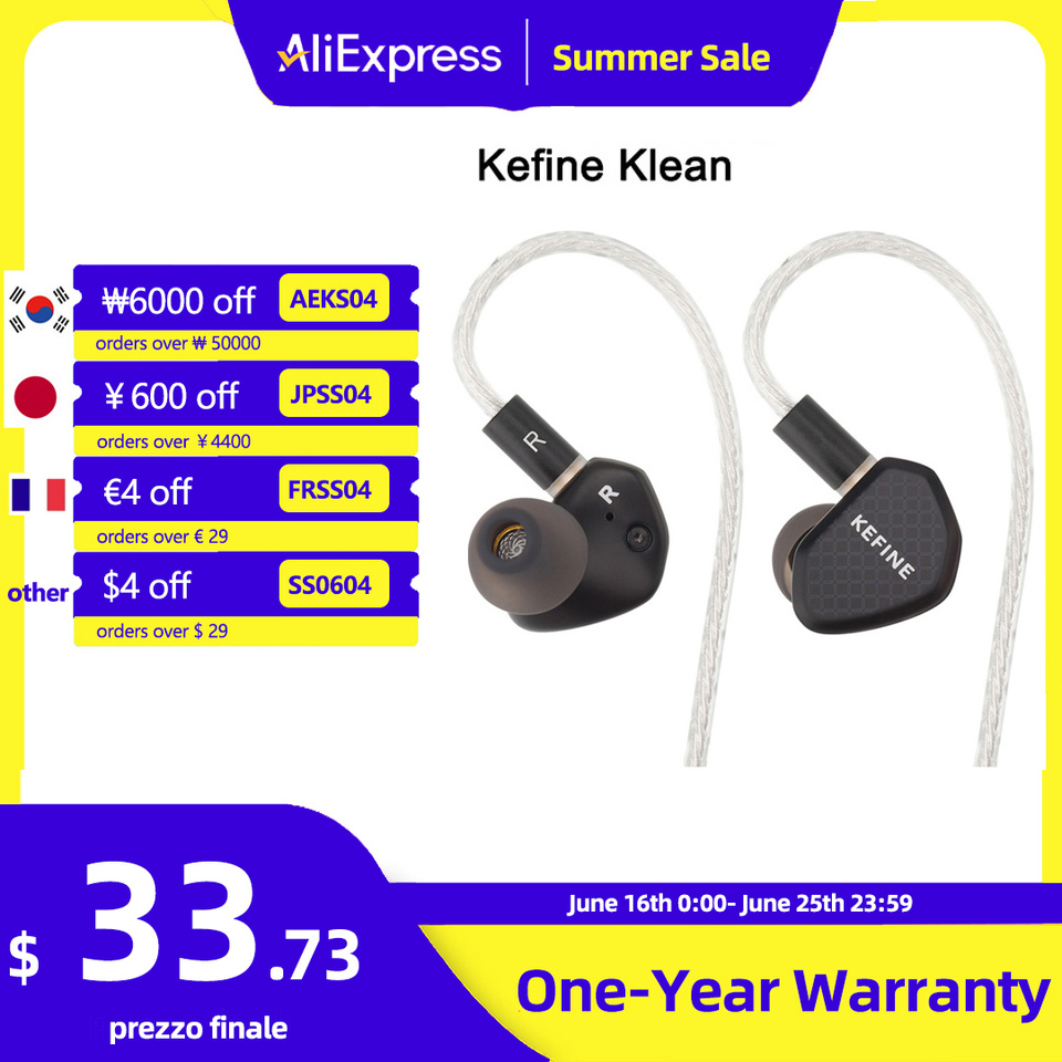 Kefine Klean 10mm DLC Diaphragm Dynamic Driver IEMs Hi-Fi In-ear Earphone with Nozzles and Comfortable 2-pin Silver-plated Cable