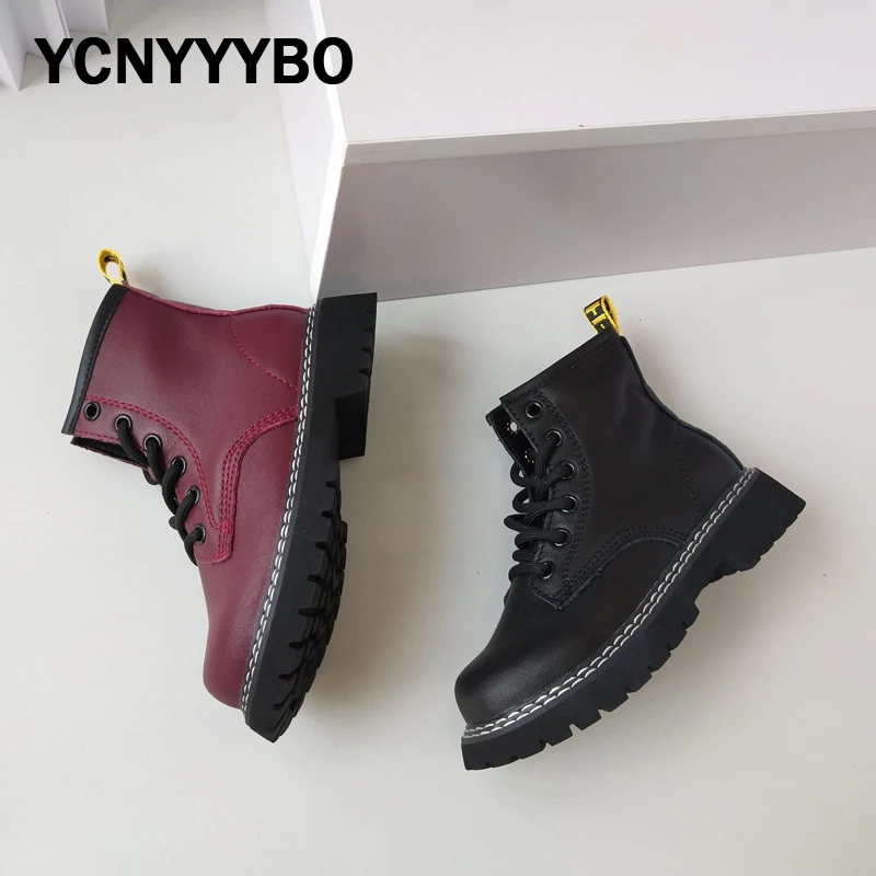 

New Autumn Kids Fashion Boots Children Ankle Boots Baby Girls Red Brand Shoes Boys Riding Boots Casual Shoes Leather Platform