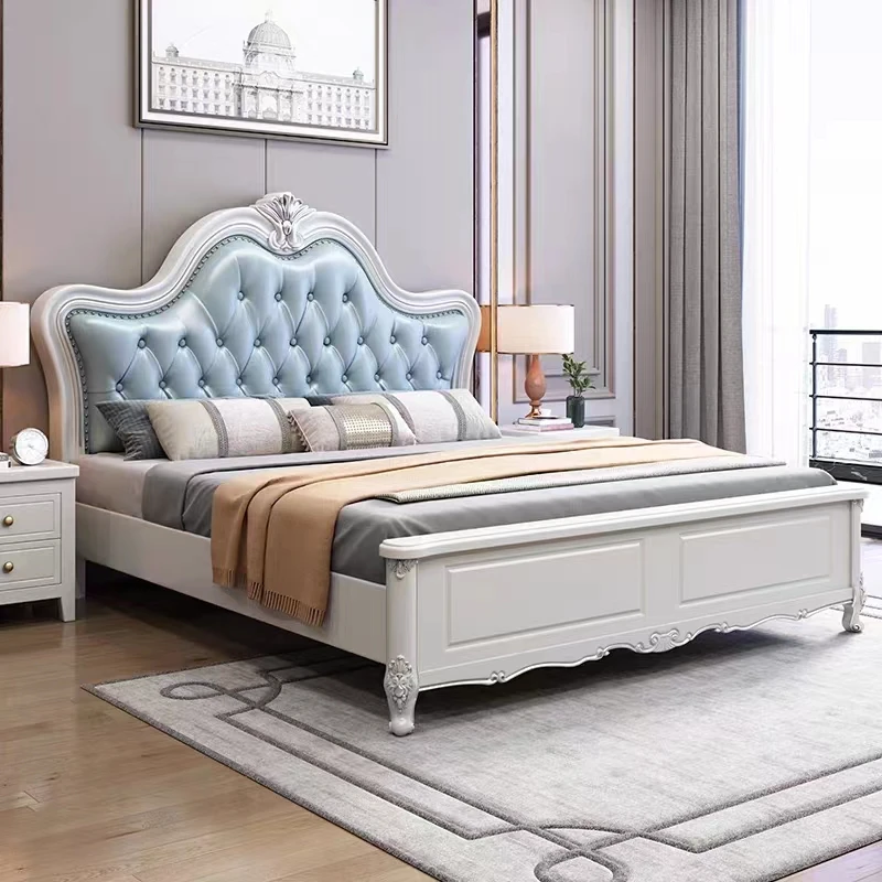 

Glamorous High End Double Bed Base Wrap Modern Wood Headboard Twin Bed Frames Queen Girl Safe Design Camas De Casal Furniture
