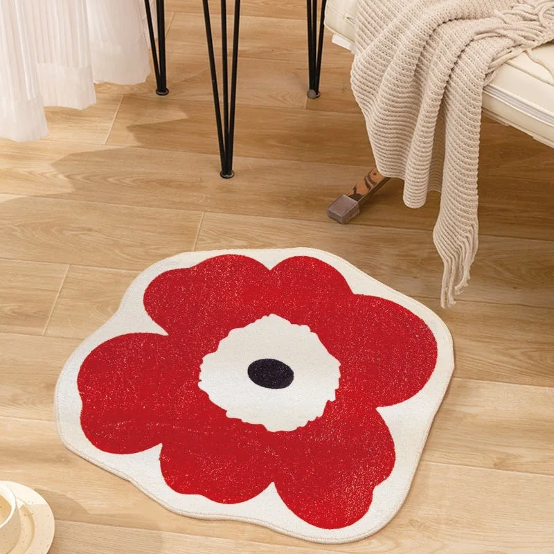 

Household flower pattern thickened living room bedroom bedside absorbent imitation cashmere carpetmats rug
