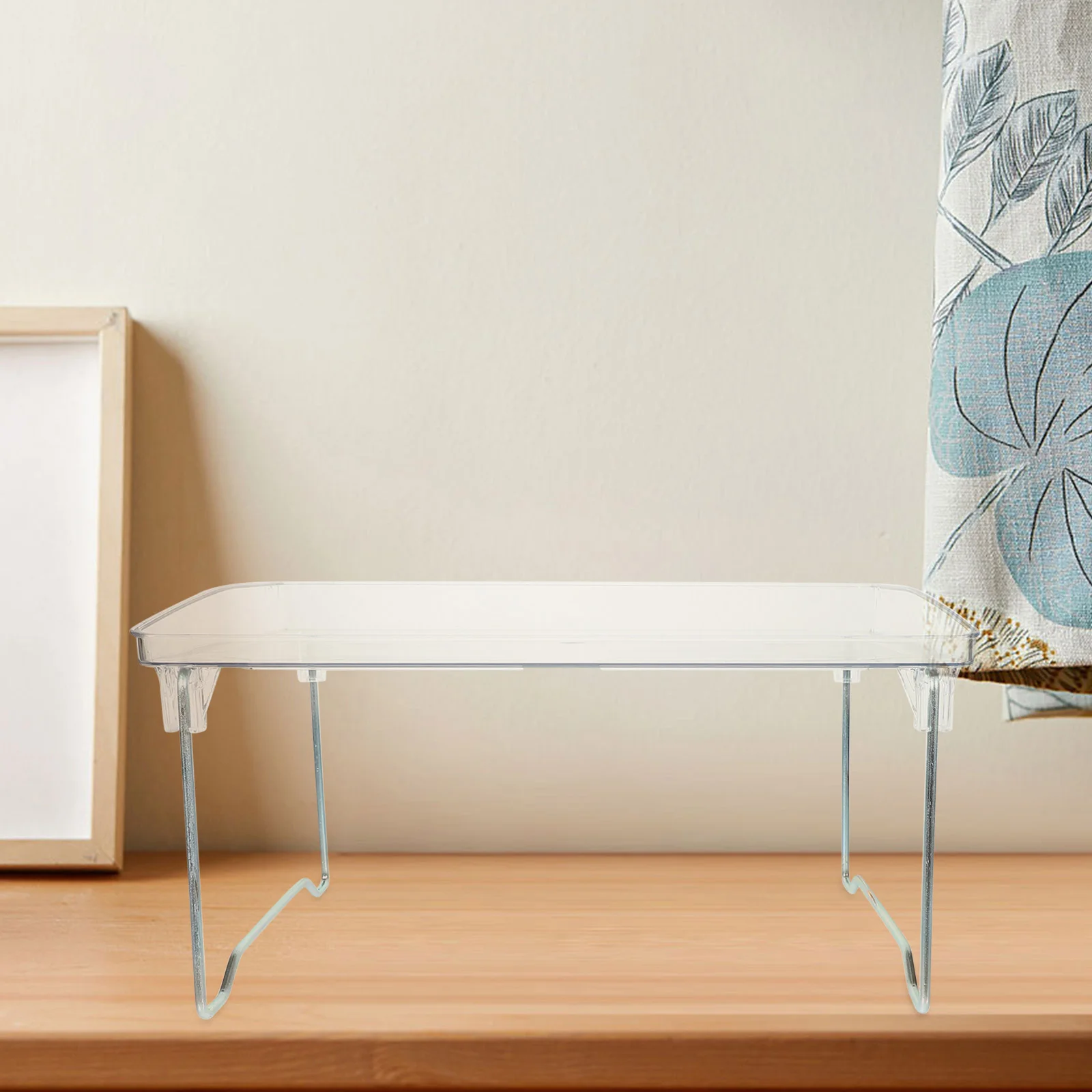 

Portable Breakfast Tray Table for Bed with Folding Legs and Clear Acrylic Surface