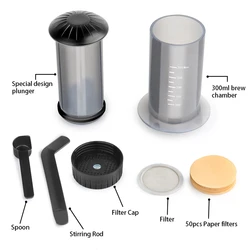 Portable 300ml Espresso Coffee Maker with French Press and Drip Filters (1 iCapress)
