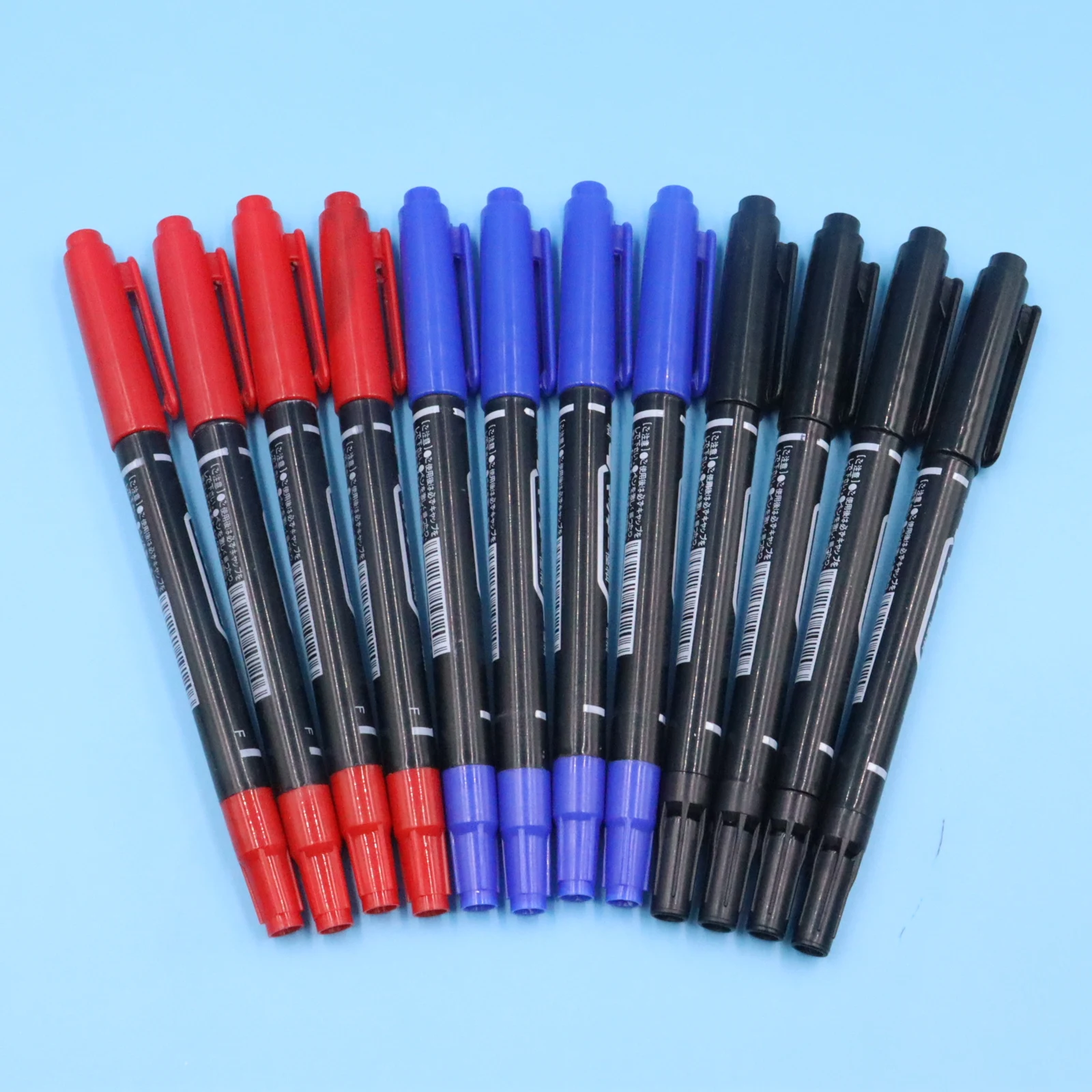 

6pcs Double Headed Oil Pen Tip Permanent Marking Pen Art Waterproof Ink Fine Spot Black Blue Red Ink 0.5 1.0mm Round Head Fine