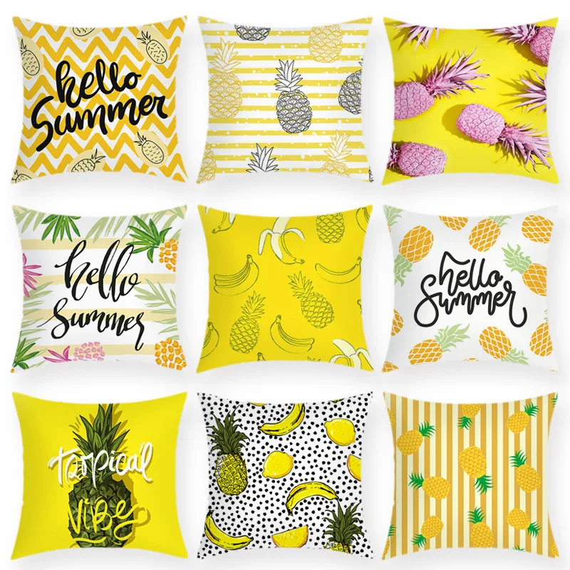 

Summer Greenery Pillowcase Cartoon Pineapple Decorative Pillows for Bed Sofa Throw Pillow Cover 18x18 Inch Boho Room Aesthetics