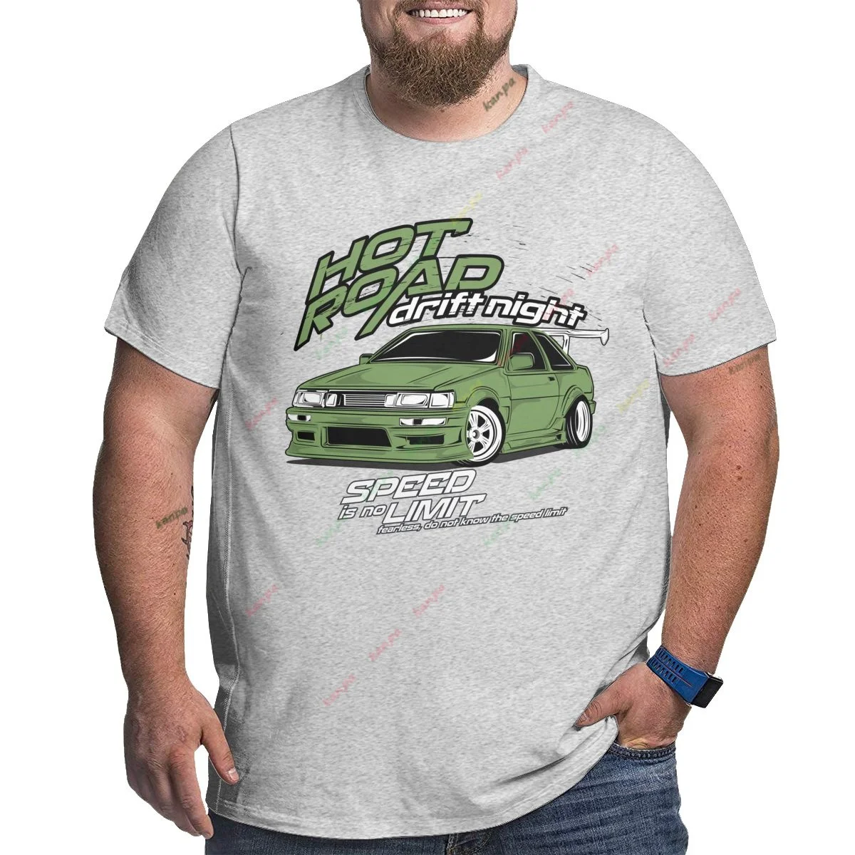 

Футболка мужская с принтом автомобиля, удобная спортивная уличная одежда для отдыха, топ с рукавом, зеленая, Размер 6XL, на лето