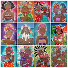 5D Diy Diamond Painting Cartoon Thick Lips Black Fat Ladies Girl Family Mosaic Pictures Cross Stitch Kits Diamond Embroidery