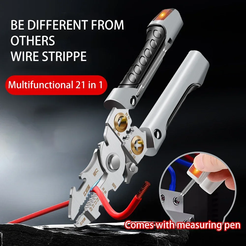 Description Picture 2 of item21 IN 1 Multi-Functional Wire Stripper Scissors Electricity Wire Stripper Pliers Cutting Cable With Electrical Measuring Pliers