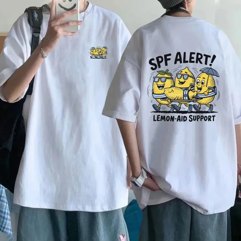 

Футболка с принтом лимона, модная трендовая повседневная одежда, дышащая удобная хлопковая Всесезонная футболка унисекс