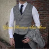 Black and White Plaid Men's Suit 3 Pieces Jacket Pants Vest Set Tweed Blazer Wedding Tuxedo Formal Man Suits 2
