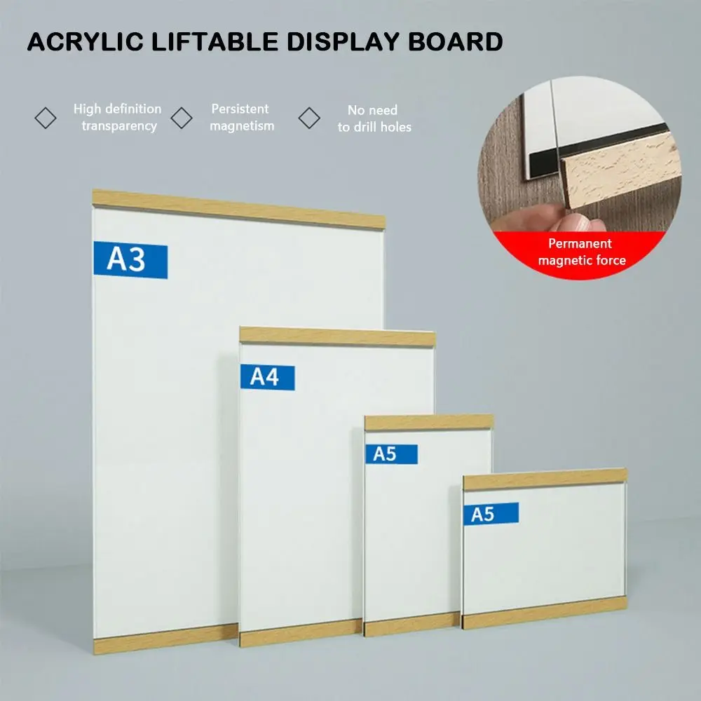 Durable Acrylic Display Frame Magnetic A3/A4/A5 Business License Frame Transparent Wall Mounted Certificate