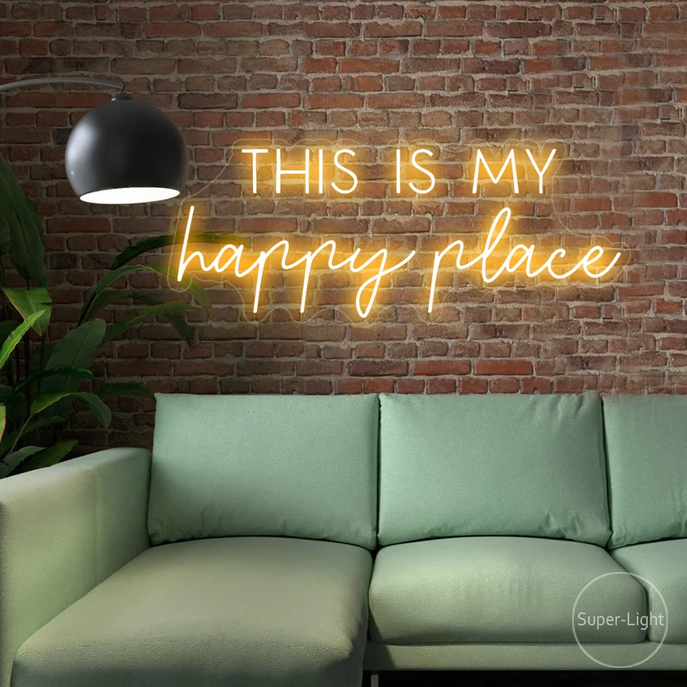 30 INCH This is My Happy Place Neon Sign Custom Wedding Neon Sign LED Neon Light Sign for Wall Decor Bedroom Decor Housewarming 30 inch this is my happy place neon sign custom wedding neon sign led neon light sign for wall decor bedroom decor housewarming