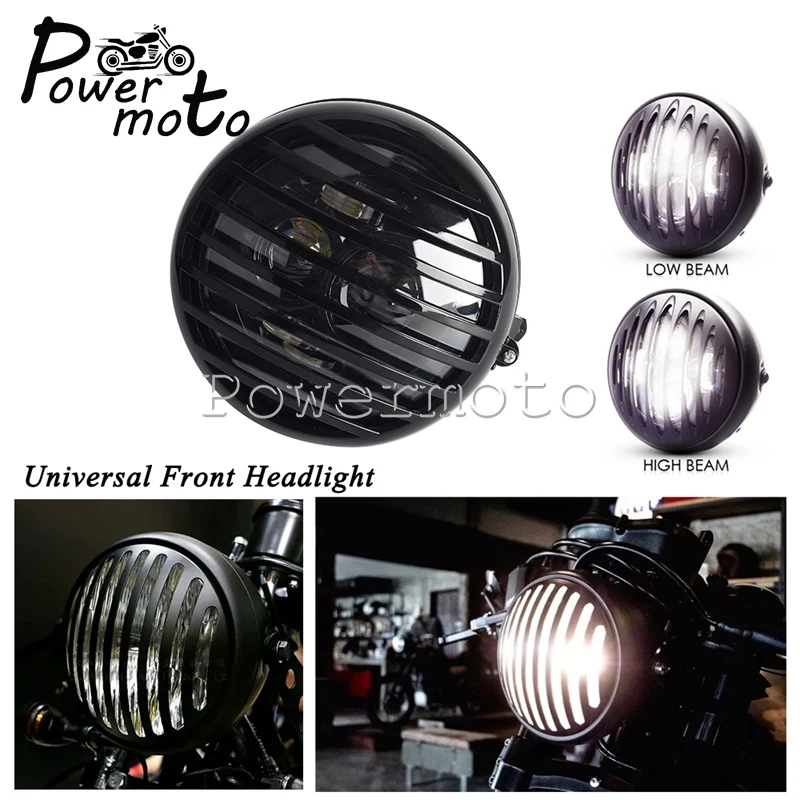 Per Harley Touring Sportster 883 1200 Chopper Bobber Cafe Race Motorcycle Black Vintage Antique Style Grill Prison Led Headlight