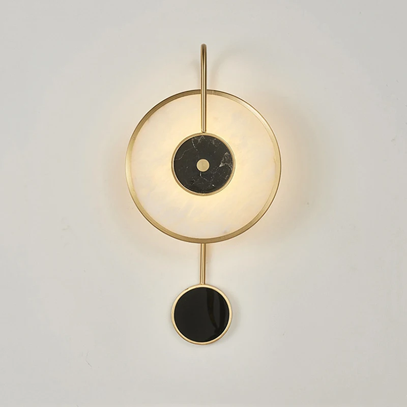 

Led 5W Nordic Minimalis Circular Marble Decorative Wall Lamp Bedroom Living Room Porch Study Villa Luxurious Bedside Gold Light