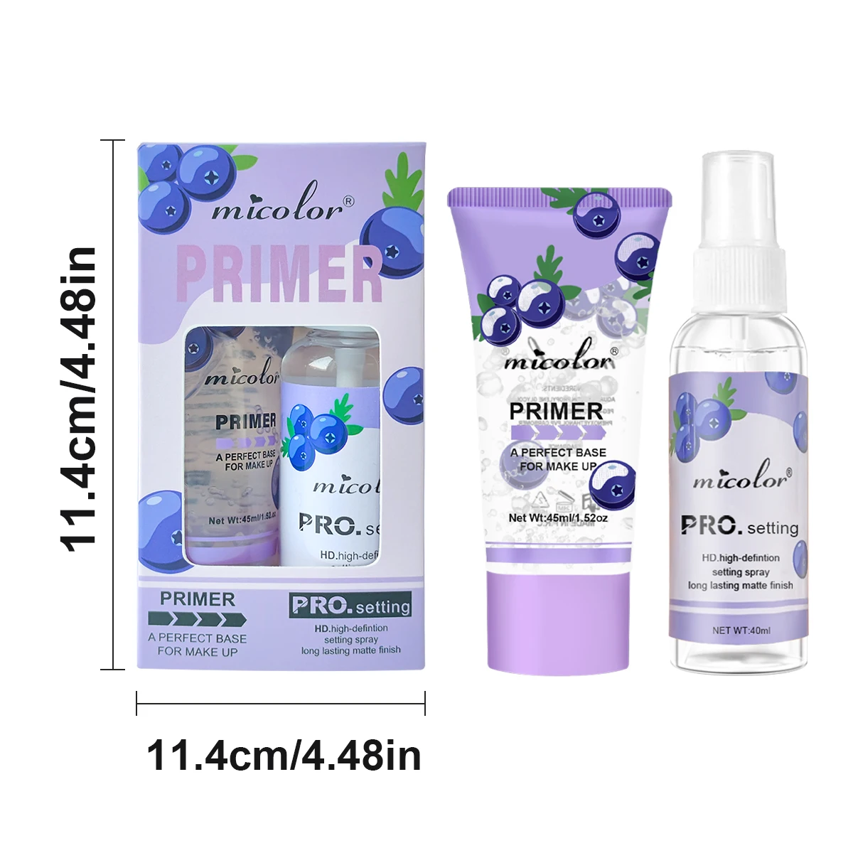 Two-piece Primer Setting Spray Peach Grape Lemon Instant Dry Oil Control Refreshing Moisturizing Makeup Set
