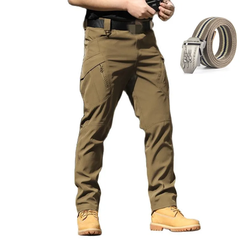 

Gift Belt Unique Special Forces Fans Overalls Stretch Breathable Tactical Pants Multi Pocket Front Zipper Outdoor Casual Pants