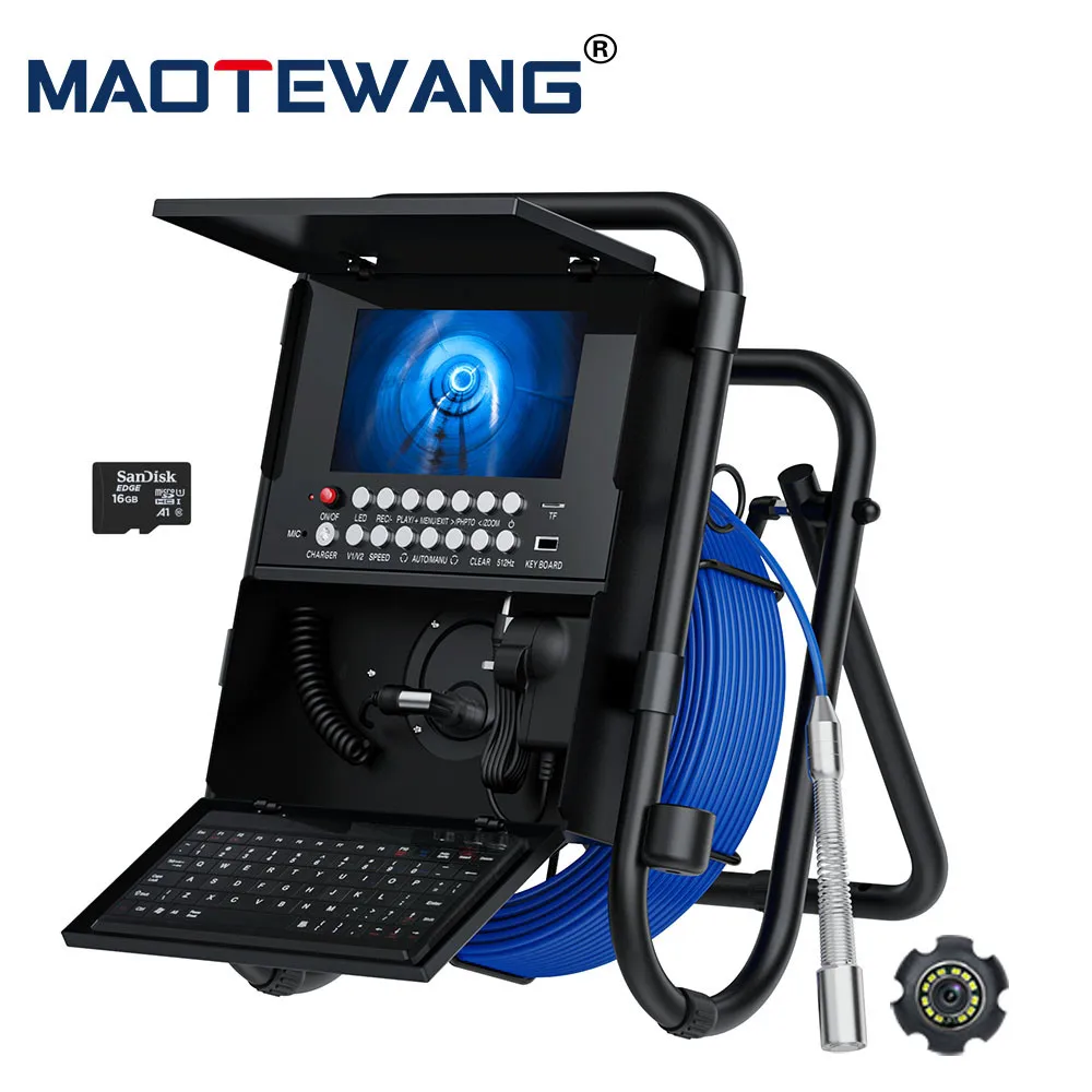 Caméra D'inspection Pour Tuyaux Et Canalisations – 50 Mètres, écran DVR 9", Auto-nivelante, 512 Hz