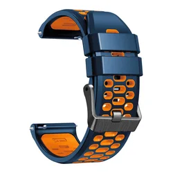 Premium Sports Silicone Watch Strap for Smartwatches - Enhanced Comfort and Style (Midnight blue orange)