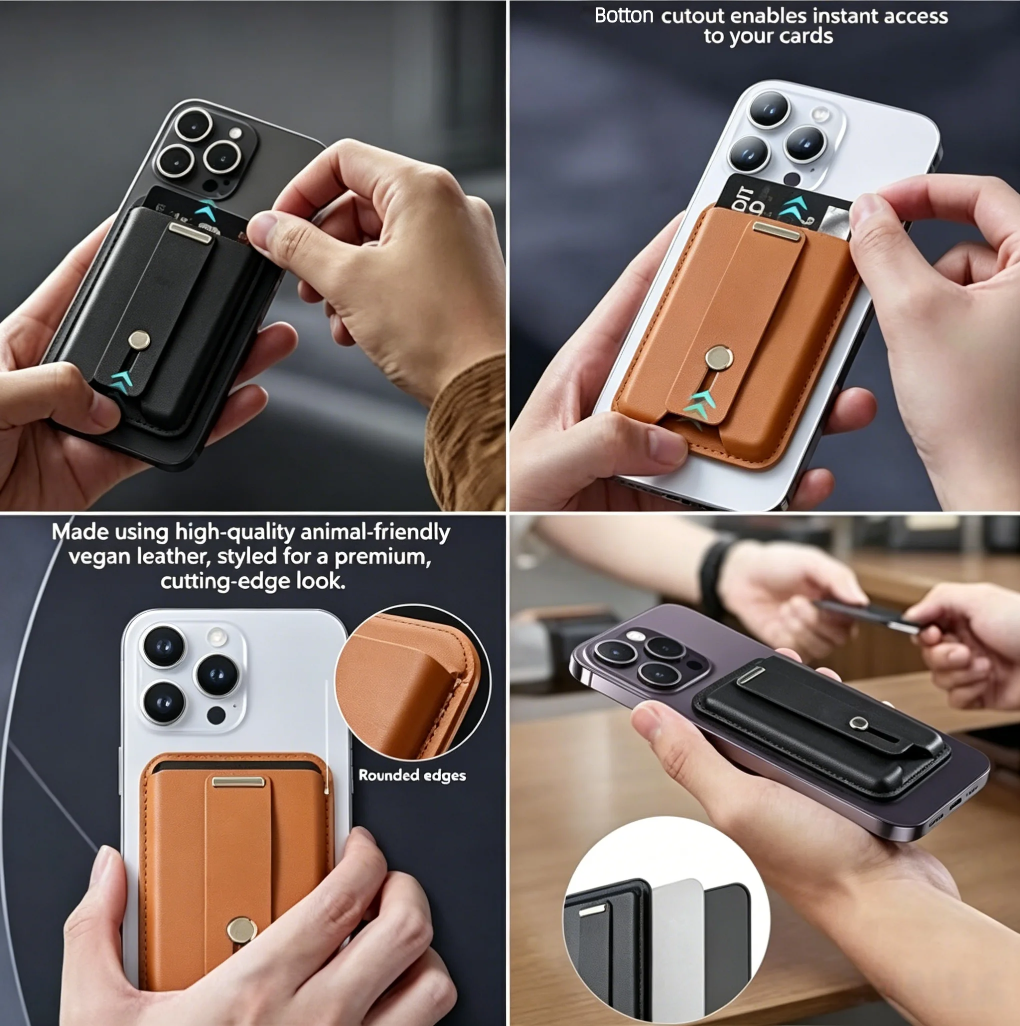 Slim Magnetic Leather Wallet & Stand – 7 Color Options