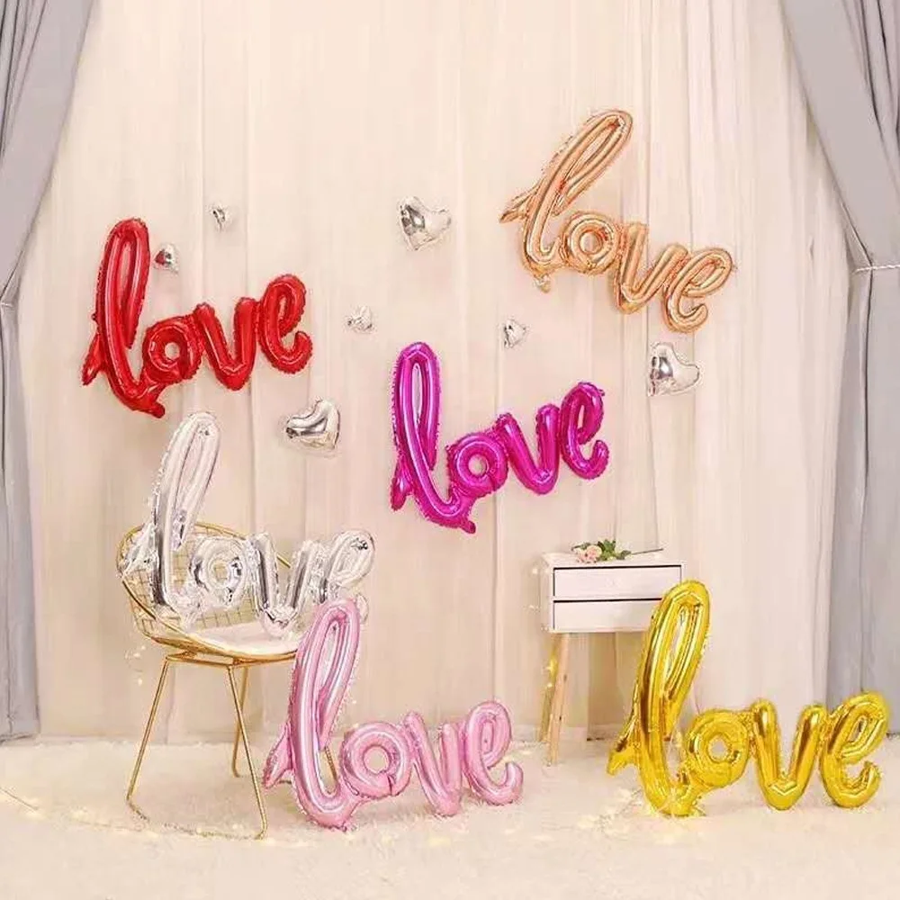 108cm LOVE Letter Foil Balloon Wedding Valentines Anniversary Birthday Party Decoration Champagne Cup Photo Booth Props