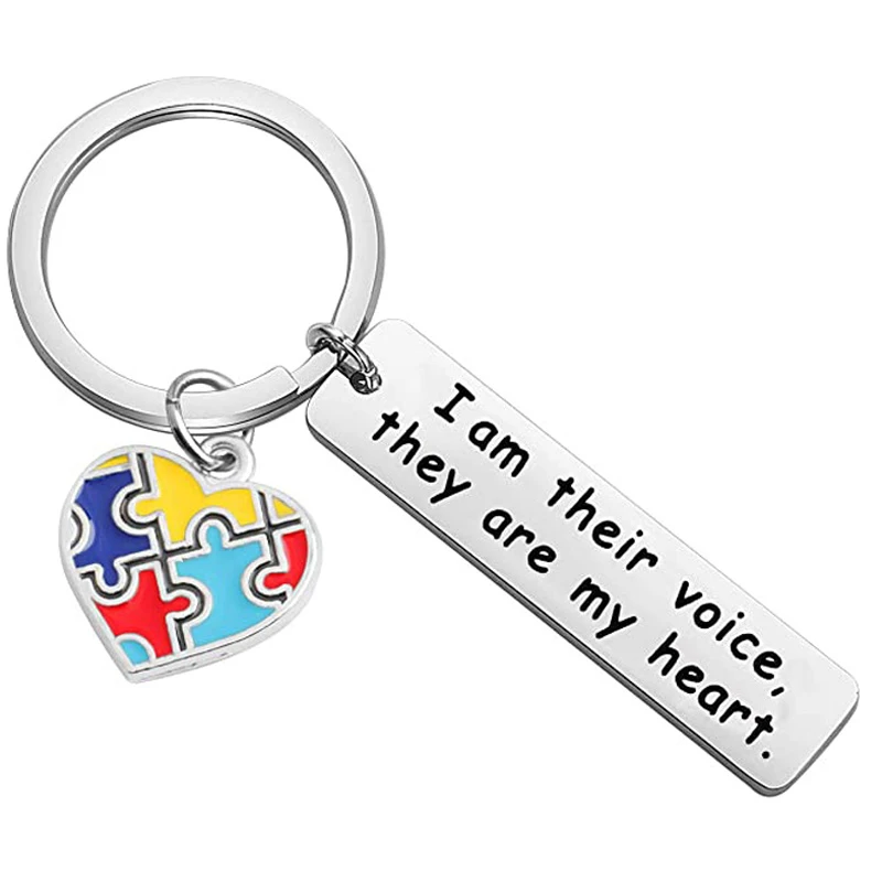 Portachiavi Insegnante Autismo | Regalo Di Ringraziamento In Acciaio Inox Per Logopedisti E Insegnanti Di Sostegno | Con Sacchetto In Velluto