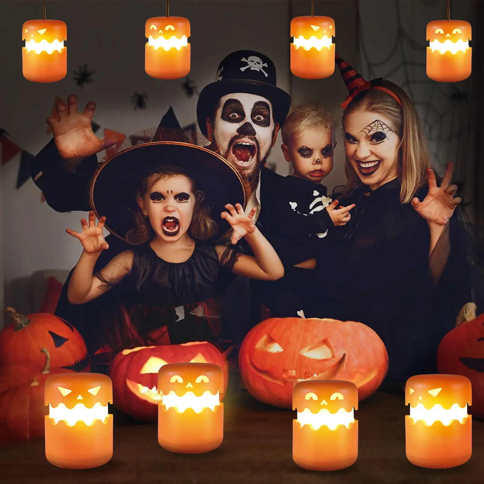 New Halloween Funny Portable Jack-o'-Lantern Foldable LED Night Light Party Decoration Lantern