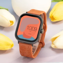 Magnetic Silicone Smartwatch Strap with Carvings Design - Universal Fit Bracelet Accessory for Redmi Watch 4 (BrB)