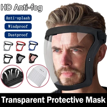 Transparent Full Faceshield Reusable Dustproof Anti-fog Mask HD Safety Glasses Kitchen Protection Anti-splash Mask With Filters 1