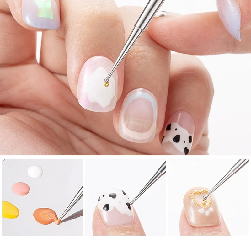 4pcs Nail Art Dotting Pen Dual Ended Stainless Steel Nail Art Liner Brushes UV Gel Dotting Painting Drawing Pen DIY Tools 5