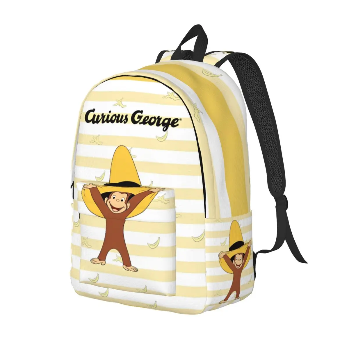 thumbnail image 1 of Mochila de dibujos animados Curious George Monkey para hombres y mujeres bolsa de hombro informal para estudiantes trabajo serie de TV portátil al aire libre, 1 of 5